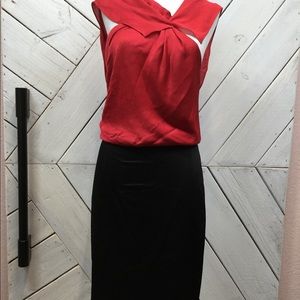 NWT BcbgMaxAzria Black & Red Two Fer Mini Dress